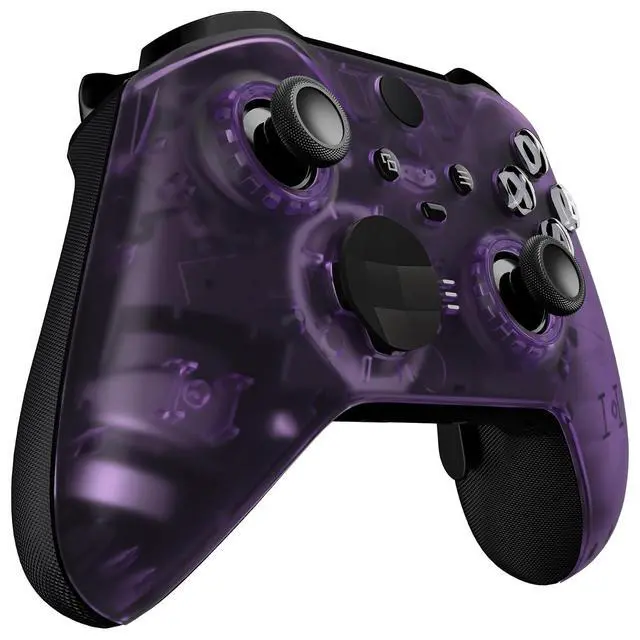 Alt view image 7 of 7 - Clear Atomic Purple Replacement Faceplate Cover for Xbox One Elite Controller Series 2 (Model 1797), Custom Front Housing Shell Case & Accent Rings for Xbox Elite Series 2 Core Controller @