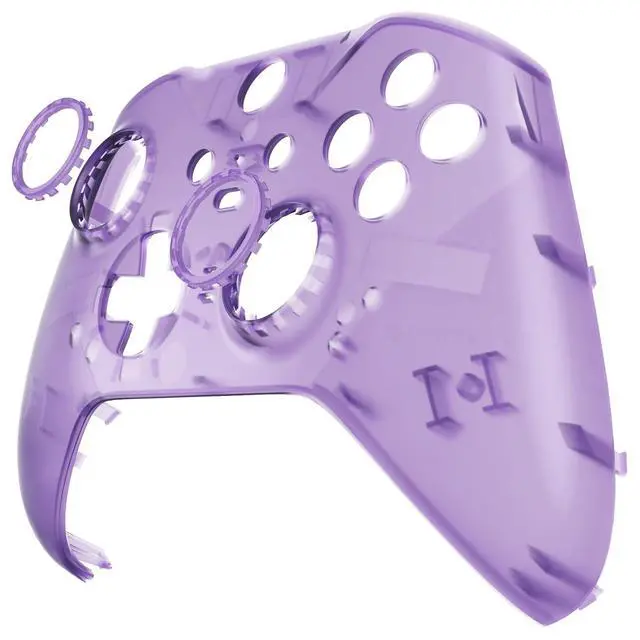 Alt view image 5 of 7 - Clear Atomic Purple Replacement Faceplate Cover for Xbox One Elite Controller Series 2 (Model 1797), Custom Front Housing Shell Case & Accent Rings for Xbox Elite Series 2 Core Controller @