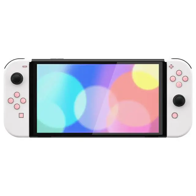 Alt view image 7 of 7 - Replacement Two-Tone Jelly Buttons for JoyCon, Pale Red & Clear w/Symbols Custom Controller ABXY Direction Home Capture + - Keys, DIY Action Face Buttons for Nintendo Switch & Switch OLED @