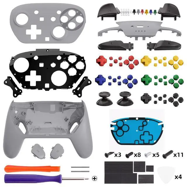 Alt view image 3 of 7 - DIY Replacement Full Set Shell Buttons for Nintendo Switch 2 Pro Controller, Custom Faceplate Rear Bottom Cover with Thumbsticks ABXY Dpad ZLZR for Switch 2 Pro - SFC SNES Classic EU @
