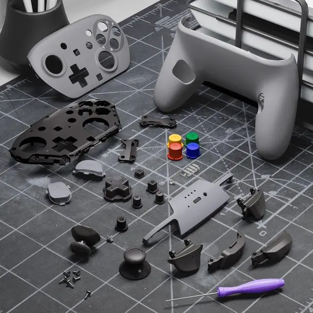 Alt view image 4 of 7 - DIY Replacement Full Set Shell Buttons for Nintendo Switch 2 Pro Controller, Custom Faceplate Rear Bottom Cover with Thumbsticks ABXY Dpad ZLZR for Switch 2 Pro - SFC SNES Classic EU @