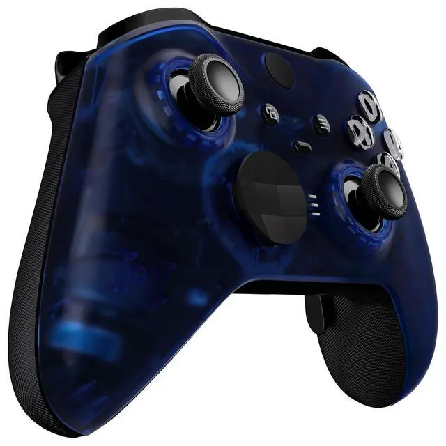 Alt view image 6 of 7 - Clear Blue Replacement Faceplate Cover for Xbox One Elite Controller Series 2 (Model 1797), Custom DIY Front Housing Shell Case & Accent Rings for Xbox Elite Series 2 Core Controller @