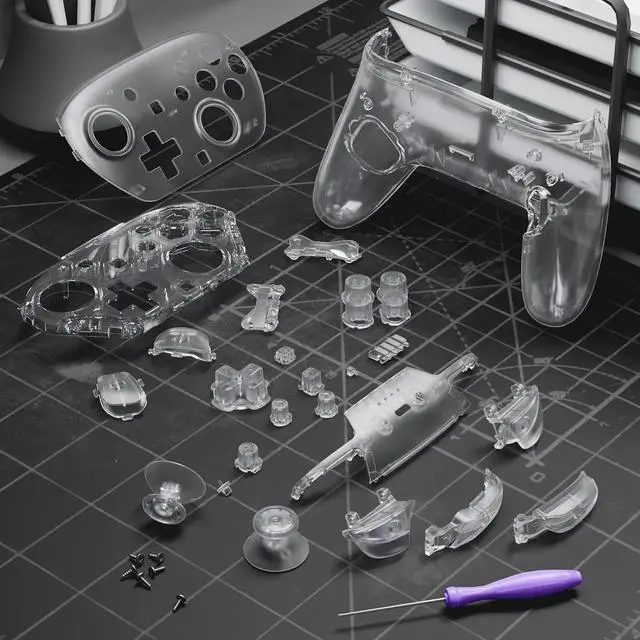 Alt view image 4 of 7 - DIY Replacement Full Set Shell Buttons for Nintendo Switch 2 Pro Controller, Custom Faceplate Rear Bottom Cover with Thumbsticks ABXY Dpad ZLZR Buttons for Switch 2 Pro Controller - Clear @