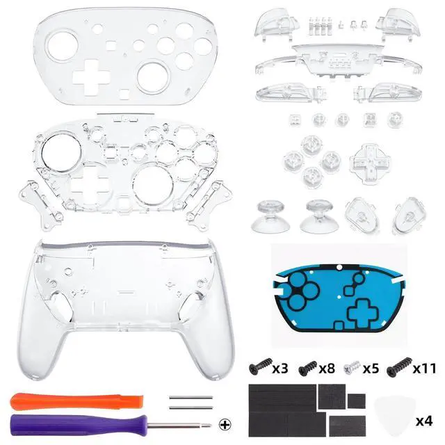 Alt view image 3 of 7 - DIY Replacement Full Set Shell Buttons for Nintendo Switch 2 Pro Controller, Custom Faceplate Rear Bottom Cover with Thumbsticks ABXY Dpad ZLZR Buttons for Switch 2 Pro Controller - Clear @