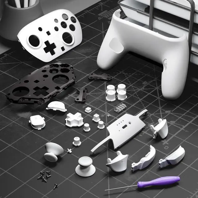 Alt view image 4 of 7 - DIY Replacement Full Set Shell Buttons for Nintendo Switch 2 Pro Controller, Custom Faceplate Rear Bottom Cover with Thumbsticks ABXY Dpad ZLZR Buttons for Switch 2 Pro Controller - White @