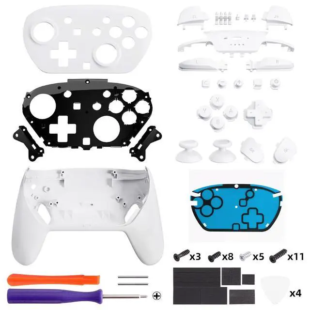 Alt view image 3 of 7 - DIY Replacement Full Set Shell Buttons for Nintendo Switch 2 Pro Controller, Custom Faceplate Rear Bottom Cover with Thumbsticks ABXY Dpad ZLZR Buttons for Switch 2 Pro Controller - White @