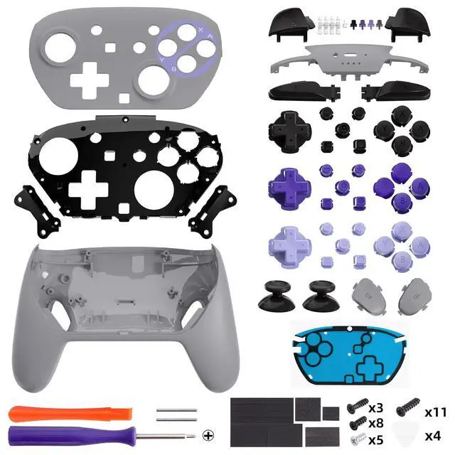Alt view image 3 of 7 - DIY Replacement Full Set Shell Buttons for Nintendo Switch 2 Pro Controller, Classic SNES Style Custom Faceplate Rear Bottom Cover with Thumbsticks ABXY Dpad ZLZR Buttons for Switch 2 Pro @