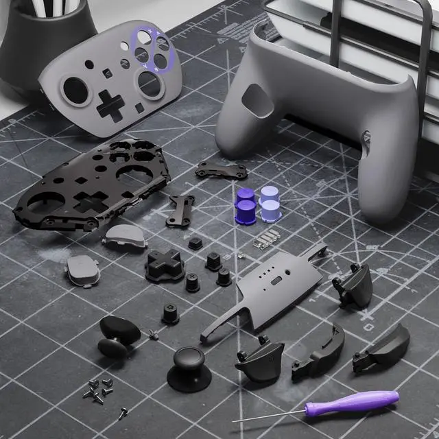 Alt view image 4 of 7 - DIY Replacement Full Set Shell Buttons for Nintendo Switch 2 Pro Controller, Classic SNES Style Custom Faceplate Rear Bottom Cover with Thumbsticks ABXY Dpad ZLZR Buttons for Switch 2 Pro @