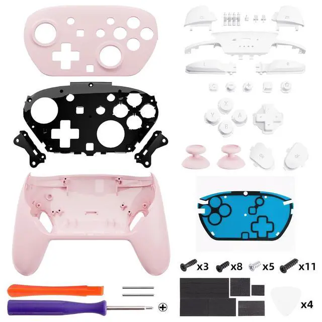 Alt view image 3 of 7 - DIY Replacement Full Set Shell Buttons for Nintendo Switch 2 Pro Controller, Custom Faceplate Rear Bottom Cover with Thumbsticks ABXY Dpad ZLZR for Switch 2 Pro - Cherry Blossoms Pink @