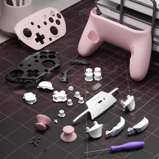 Alt view image 4 of 7 - DIY Replacement Full Set Shell Buttons for Nintendo Switch 2 Pro Controller, Custom Faceplate Rear Bottom Cover with Thumbsticks ABXY Dpad ZLZR for Switch 2 Pro - Cherry Blossoms Pink @