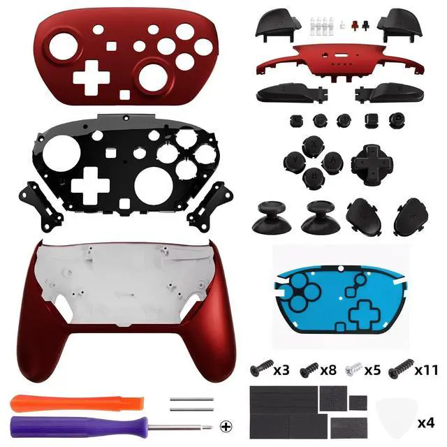 Alt view image 3 of 7 - DIY Replacement Full Set Shell Buttons for Nintendo Switch 2 Pro Controller, Custom Faceplate Rear Bottom Cover with Thumbsticks ABXY Dpad ZLZR Buttons for Switch 2 Pro - Scarlet Red @