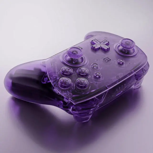 Alt view image 6 of 7 - DIY Replacement Full Set Shell Buttons for Nintendo Switch 2 Pro Controller, Custom Faceplate Rear Bottom Cover with Thumbsticks ABXY Dpad ZLZR for Switch 2 Pro - Clear Atomic Purple @