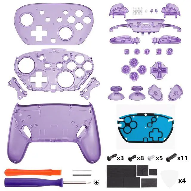 Alt view image 3 of 7 - DIY Replacement Full Set Shell Buttons for Nintendo Switch 2 Pro Controller, Custom Faceplate Rear Bottom Cover with Thumbsticks ABXY Dpad ZLZR for Switch 2 Pro - Clear Atomic Purple @