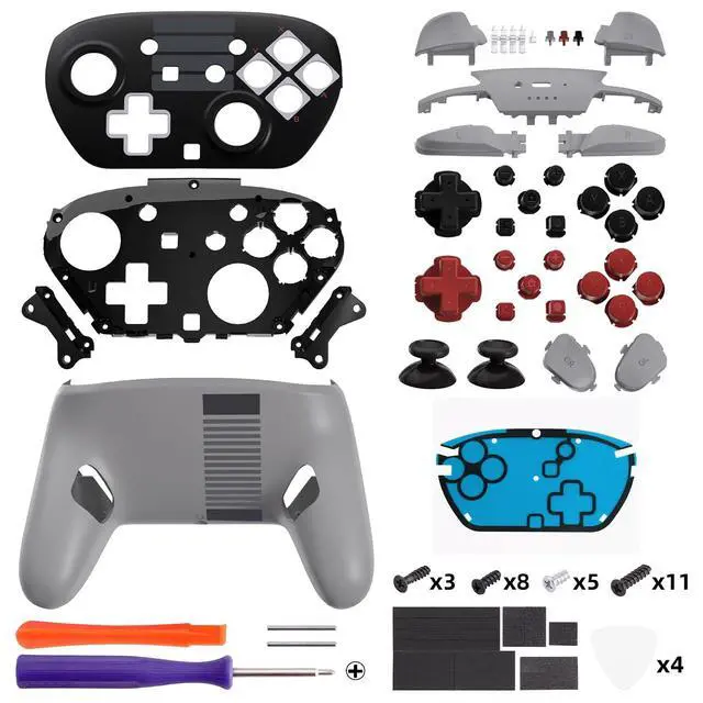 Alt view image 3 of 7 - DIY Replacement Full Set Shell Buttons for Nintendo Switch 2 Pro Controller, Custom Faceplate Rear Bottom Cover with Thumbsticks ABXY Dpad ZLZR Buttons for Switch 2 Pro - Classic NES Style @