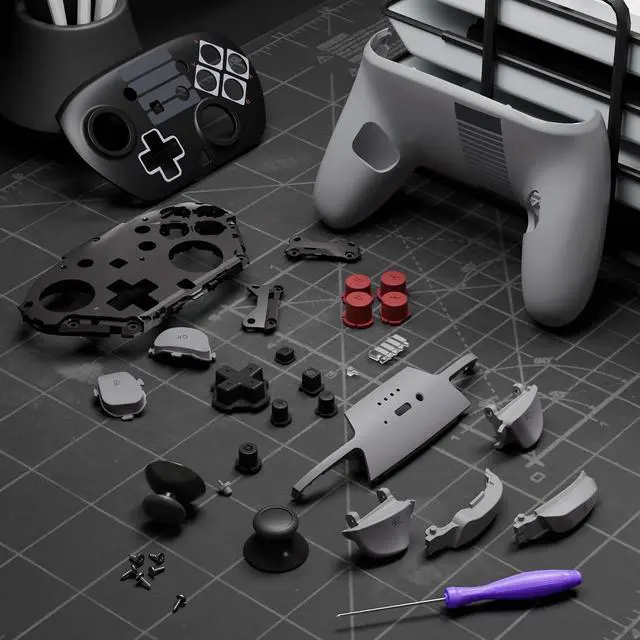 Alt view image 4 of 7 - DIY Replacement Full Set Shell Buttons for Nintendo Switch 2 Pro Controller, Custom Faceplate Rear Bottom Cover with Thumbsticks ABXY Dpad ZLZR Buttons for Switch 2 Pro - Classic NES Style @