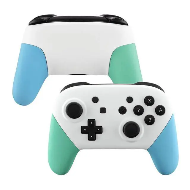 Alt view image 5 of 7 - White Faceplate Backplate Mint Green Heaven Blue Handles for Nintendo Switch Pro Controller, DIY Replacement Hand Grip Housing Shell Cover for Nintendo Switch Pro - Controller NOT Included @