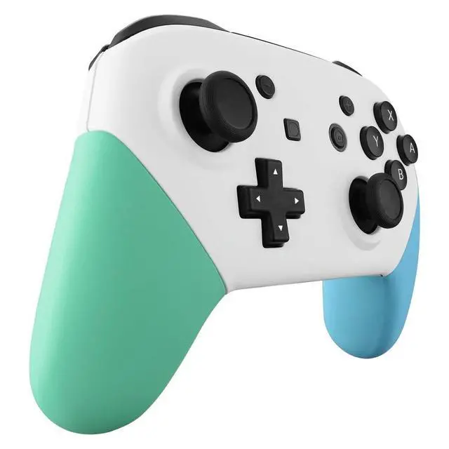 Alt view image 7 of 7 - White Faceplate Backplate Mint Green Heaven Blue Handles for Nintendo Switch Pro Controller, DIY Replacement Hand Grip Housing Shell Cover for Nintendo Switch Pro - Controller NOT Included @