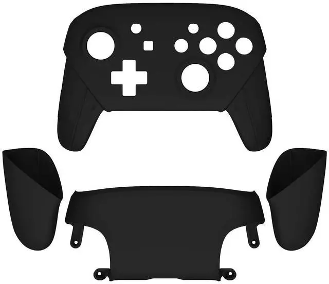 Alt view image 2 of 7 - Black Faceplate Backplate Handles for Nintendo Switch Pro Controller, Soft Touch DIY Replacement Grip Housing Shell Cover for Nintendo Switch Pro - Controller NOT Included @