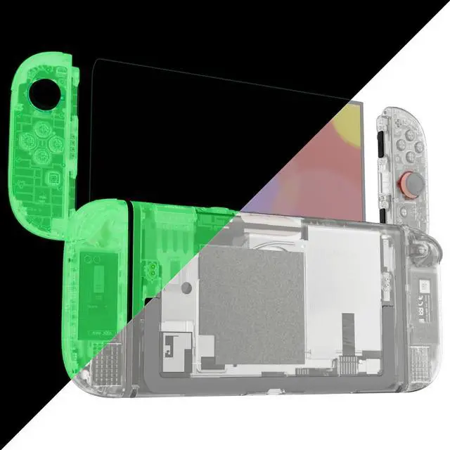 Main image of DIY Replacement Shell Buttons for Nintendo Switch 2, Full Set Rear Back Plate Controller Housing with Buttons for Switch 2 Handheld Console & Joycon 2 - Deluxe Version-Glow in Dark-Green @