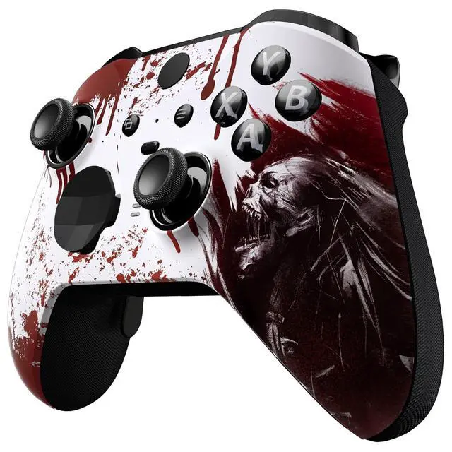 Alt view image 6 of 7 - Blood Zombie Replacement Faceplate Cover for Xbox One Elite Controller Series 2 (Model 1797), Soft Touch Front Housing Shell Case & Accent Rings for Xbox Elite Series 2 Core Controller @
