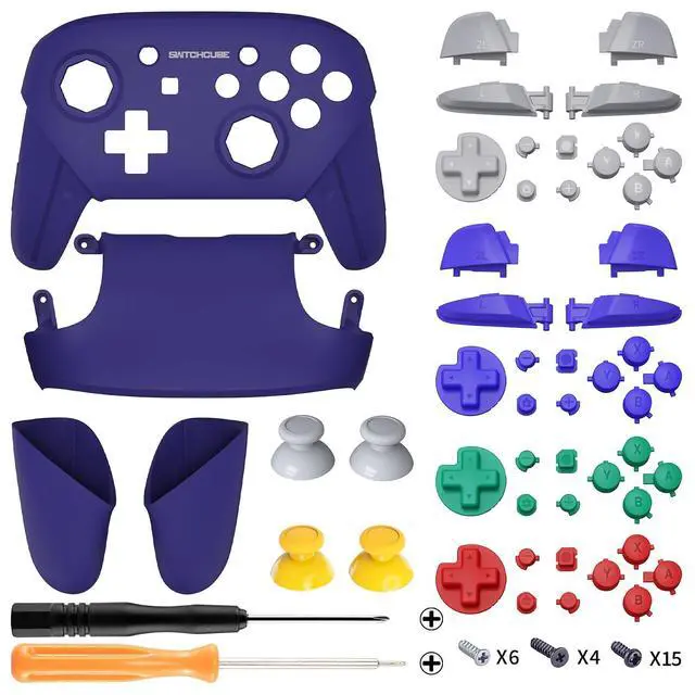 Alt view image 2 of 7 - Classic SwitchCube Style Faceplate Backplate Handles Cover, Octagonal Gated Sticks Design DIY Replacement Grip Housing Shell for Nintendo Switch Pro Controller - Controller NOT Included @