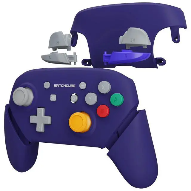 Alt view image 3 of 7 - Classic SwitchCube Style Faceplate Backplate Handles Cover, Octagonal Gated Sticks Design DIY Replacement Grip Housing Shell for Nintendo Switch Pro Controller - Controller NOT Included @
