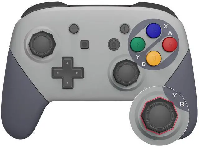 Main image of SFC SNES Classic EU Style Faceplate Backplate Handles Cover, Octagonal Gated Sticks Design DIY Replacement Grip Housing Shell for Nintendo Switch Pro Controller - Controller NOT Included @