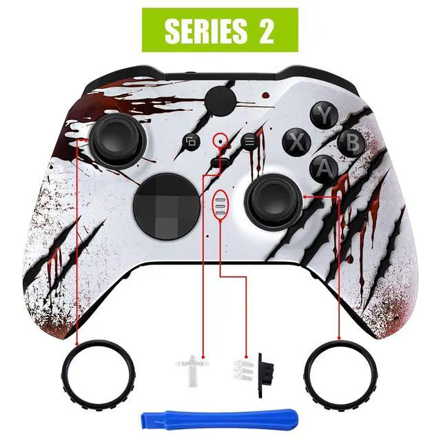 Alt view image 4 of 7 - Wild Attack Replacement Faceplate Cover for Xbox One Elite Controller Series 2 (Model 1797), Soft Touch Front Housing Shell Case & Accent Rings for Xbox Elite Series 2 Core Controller @