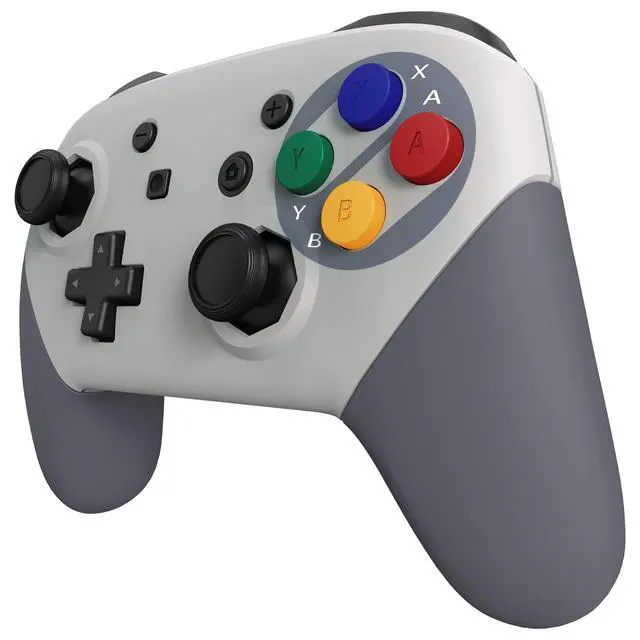 Alt view image 6 of 7 - SFC SNES Classic EU Style Faceplate Backplate Handles Cover, Octagonal Gated Sticks Design DIY Replacement Grip Housing Shell for Nintendo Switch Pro Controller - Controller NOT Included @