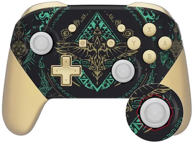 Main image of Faceplate Backplate Handles Cover, Glow in Dark - Totem of Kingdom Black Octagonal Gated Sticks Design DIY Replacement Grip Housing Shell for Nintendo Switch Pro Controller - No Controller @