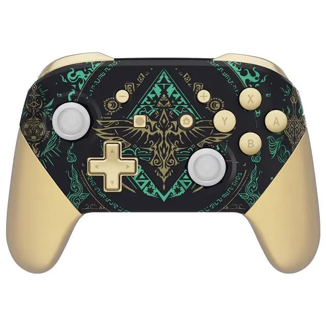 Alt view image 6 of 7 - Faceplate Backplate Handles Cover, Glow in Dark - Totem of Kingdom Black Octagonal Gated Sticks Design DIY Replacement Grip Housing Shell for Nintendo Switch Pro Controller - No Controller @