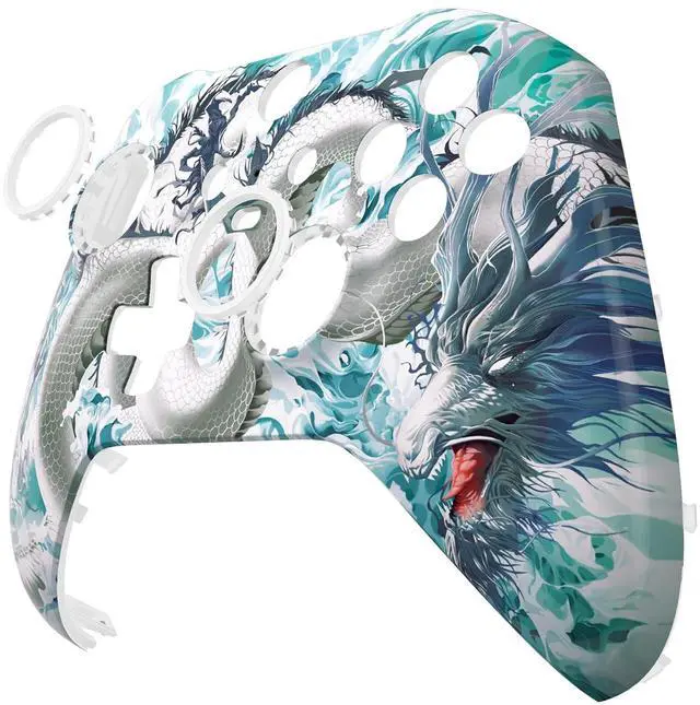 Alt view image 7 of 7 - Jade Dragon-Cloud Dominator Replacement Faceplate for Xbox One Elite Controller Series 2 (Model 1797), Soft Touch Front Housing Shell & Accent Rings for Xbox Elite Series 2 Core Controller @