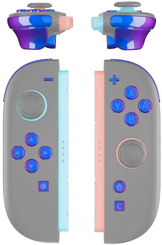 Main image of DIY Replacement Full Set Buttons for Joycon 2, Custom ABXY Direction Keys Dpad + - C Home Capture Release L R ZR ZL Trigger Buttons for Nintendo Switch 2 Controller - Chameleon Purple Blue @