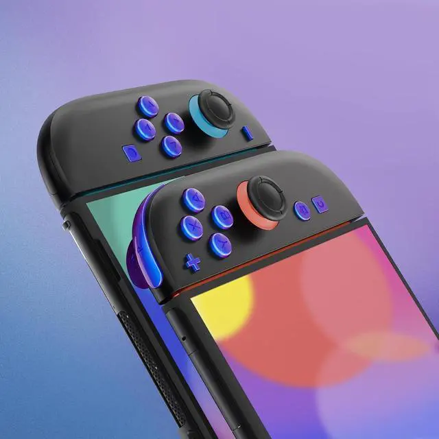 Alt view image 5 of 7 - DIY Replacement Full Set Buttons for Joycon 2, Custom ABXY Direction Keys Dpad + - C Home Capture Release L R ZR ZL Trigger Buttons for Nintendo Switch 2 Controller - Chameleon Purple Blue @