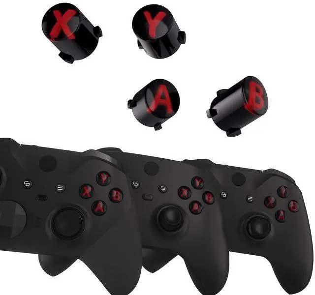 Alt view image 3 of 7 - ABXY Buttons for Xbox Series X & S Controller, Three-Tone Black & Clear with Carmine Red Classic Symbols Replacement Action Buttons for Xbox One S/X, Elite Series 2 & 1 Wireless Controller @