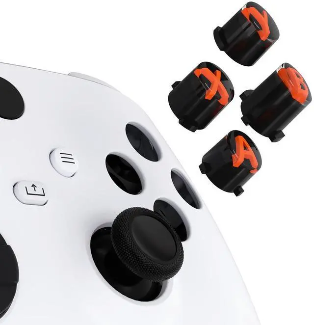 Main image of ABXY Buttons for Xbox Series X & S Controller, Three-Tone Black & Clear with Orange Classic Symbols Action Keys Replacement Buttons for Xbox One S/X, Elite Series 2 & 1 Wireless Controller @