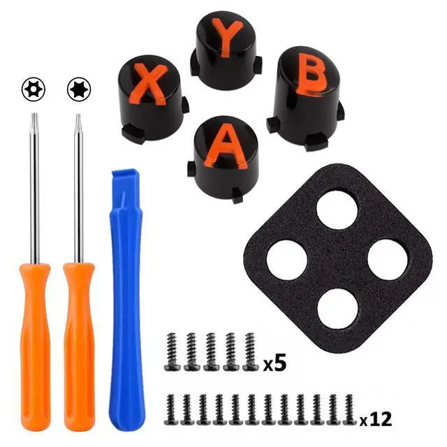 Alt view image 2 of 7 - ABXY Buttons for Xbox Series X & S Controller, Three-Tone Black & Clear with Orange Classic Symbols Action Keys Replacement Buttons for Xbox One S/X, Elite Series 2 & 1 Wireless Controller @