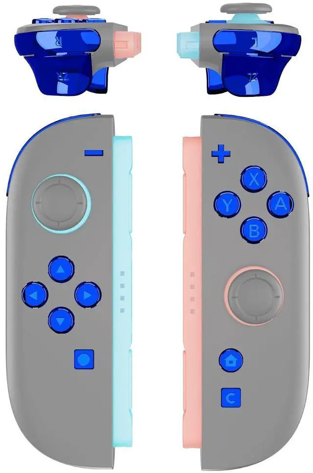 Main image of DIY Replacement Full Set Buttons for Joycon 2, Custom ABXY Direction Keys Dpad + - C Home Capture Release L R ZR ZL Trigger Buttons for Nintendo Switch 2 Controller - Chrome Blue @
