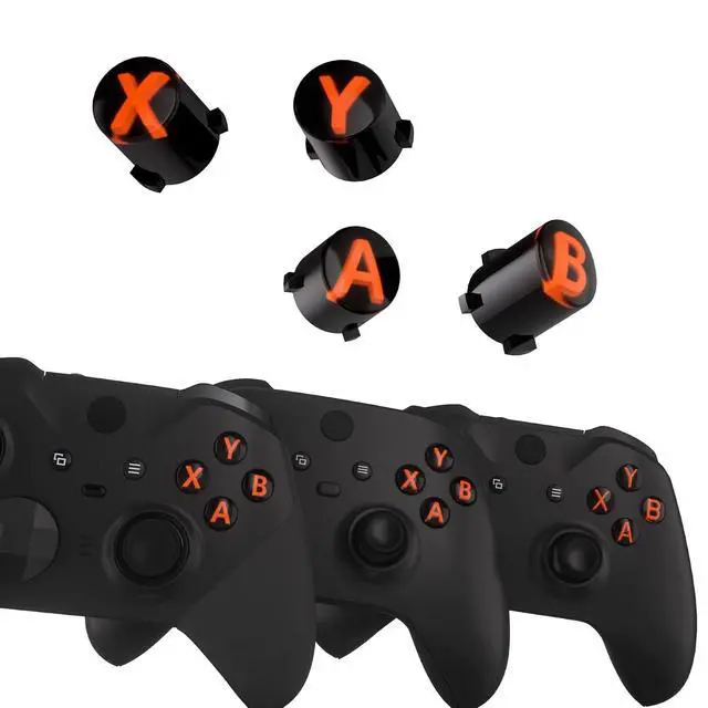 Alt view image 3 of 7 - ABXY Buttons for Xbox Series X & S Controller, Three-Tone Black & Clear with Orange Classic Symbols Action Keys Replacement Buttons for Xbox One S/X, Elite Series 2 & 1 Wireless Controller @
