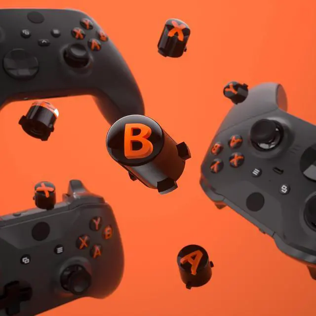 Alt view image 5 of 7 - ABXY Buttons for Xbox Series X & S Controller, Three-Tone Black & Clear with Orange Classic Symbols Action Keys Replacement Buttons for Xbox One S/X, Elite Series 2 & 1 Wireless Controller @