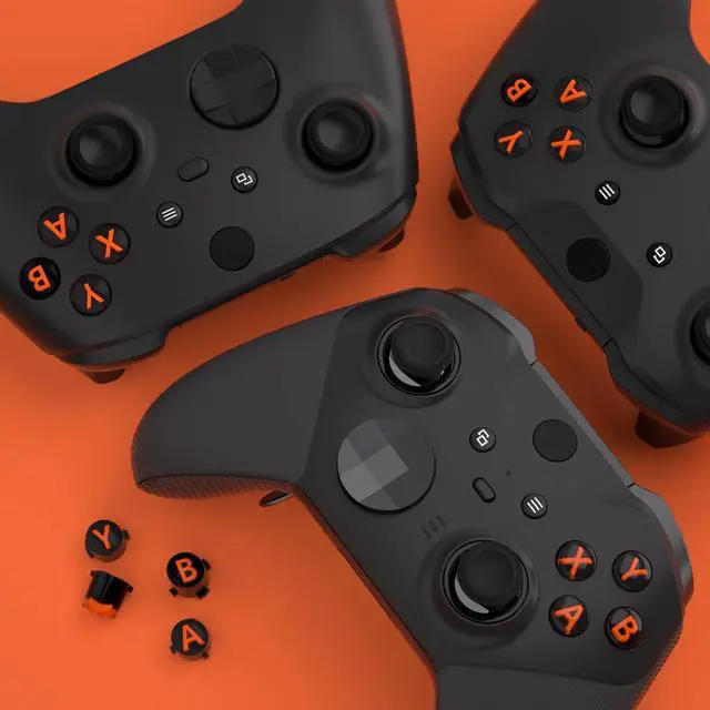 Alt view image 7 of 7 - ABXY Buttons for Xbox Series X & S Controller, Three-Tone Black & Clear with Orange Classic Symbols Action Keys Replacement Buttons for Xbox One S/X, Elite Series 2 & 1 Wireless Controller @
