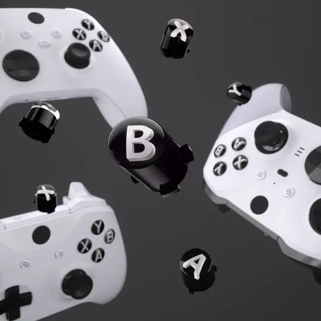 Alt view image 5 of 7 - ABXY Buttons for Xbox Series X & S Controller, Three-Tone Black & Clear with White Classic Symbols Action Keys Replacement Buttons for Xbox One S/X, Elite Series 2 & 1 Wireless Controller @