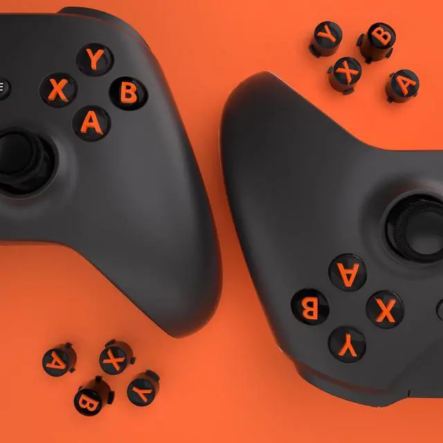 Alt view image 6 of 7 - ABXY Buttons for Xbox Series X & S Controller, Three-Tone Black & Clear with Orange Classic Symbols Action Keys Replacement Buttons for Xbox One S/X, Elite Series 2 & 1 Wireless Controller @