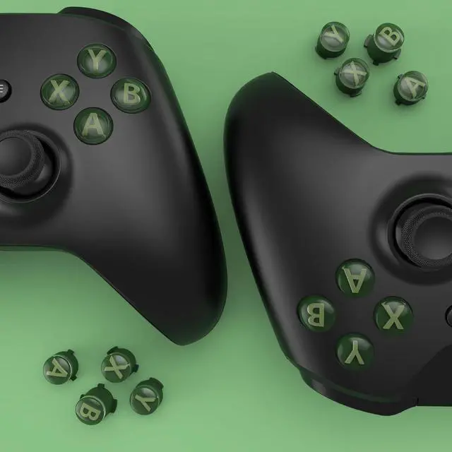 Alt view image 7 of 7 - ABXY Buttons for Xbox Core Wireless Controller, Three-Tone Deep Pine Green & Clear & Bamboo Green Classic Symbols Action Buttons Replacement Prats for Xbox One S/X, Elite Series 2 Core & 1 @