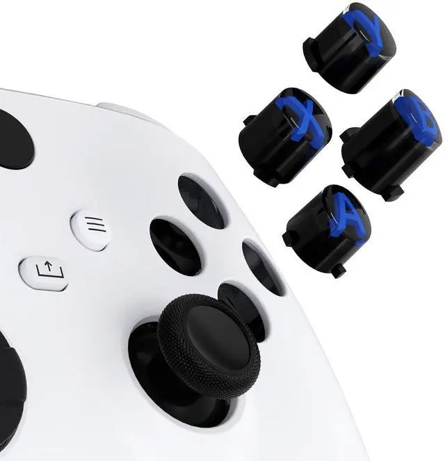 Main image of ABXY Buttons for Xbox Series X & S Controller, Three-Tone Black & Clear with Blue Classic Symbols Action Keys Replacement Buttons for Xbox One S/X, Elite Series 2 & 1 Wireless Controller @