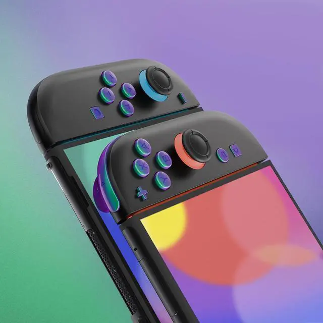 Alt view image 5 of 7 - DIY Replacement Full Set Buttons for Joycon 2, Custom ABXY Direction Keys Dpad + - C Home Capture Release L R ZR ZL Trigger Buttons for Nintendo Switch 2 Controller- Chameleon Green Purple @