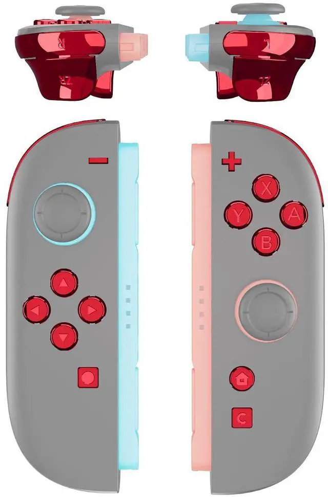 Main image of DIY Replacement Full Set Buttons for Joycon 2, Custom ABXY Direction Keys Dpad + - C Home Capture Release L R ZR ZL Trigger Buttons for Nintendo Switch 2 Controller - Chrome Red @