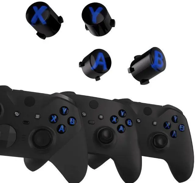 Alt view image 3 of 7 - ABXY Buttons for Xbox Series X & S Controller, Three-Tone Black & Clear with Blue Classic Symbols Action Keys Replacement Buttons for Xbox One S/X, Elite Series 2 & 1 Wireless Controller @