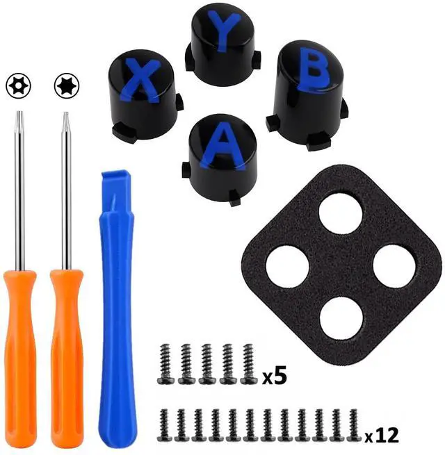 Alt view image 2 of 7 - ABXY Buttons for Xbox Series X & S Controller, Three-Tone Black & Clear with Blue Classic Symbols Action Keys Replacement Buttons for Xbox One S/X, Elite Series 2 & 1 Wireless Controller @