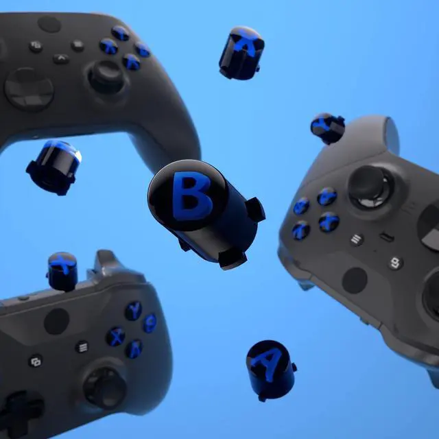 Alt view image 5 of 7 - ABXY Buttons for Xbox Series X & S Controller, Three-Tone Black & Clear with Blue Classic Symbols Action Keys Replacement Buttons for Xbox One S/X, Elite Series 2 & 1 Wireless Controller @